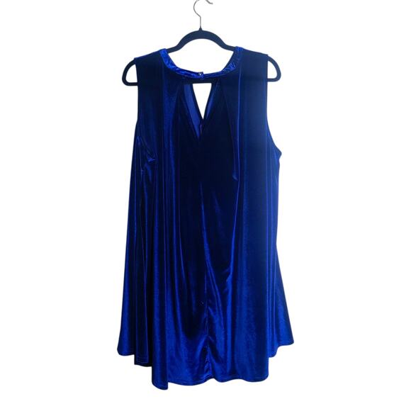 Umgee Blue Velvet Swing Mini Shift Dress 1XL Halter Neck Witchy Whimsigoth - Picture 2 of 9